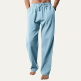 Herren-Hanfhose mit geradem Bein und Kordelzug in Hellblau
