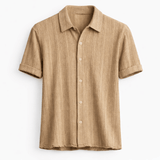 Herren Hemd mit Kragen und Knopfleiste in Beige
