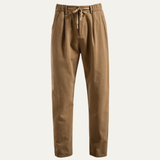 Herren Hose mit Faltenbund, Kordelzug und Reißverschluss in Khaki