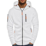 Florian | Herren Kapuzen-Sweatshirt Reißverschluss Fleece Mens Knit Sweater in Weiß