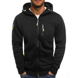 Florian | Herren Kapuzen-Sweatshirt Reißverschluss Fleece Mens Knit Sweater in Schwarz