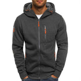 Florian | Herren Kapuzen-Sweatshirt Reißverschluss Fleece Mens Knit Sweater in Dunkelgrau