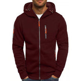 Florian | Herren Kapuzen-Sweatshirt Reißverschluss Fleece Mens Knit Sweater in Weinrot
