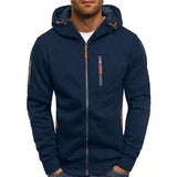 Florian | Herren Kapuzen-Sweatshirt Reißverschluss Fleece Mens Knit Sweater in Marine