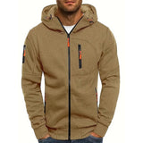Florian | Herren Kapuzen-Sweatshirt Reißverschluss Fleece Mens Knit Sweater in Khaki