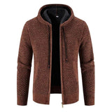 Herren Kapuzenstrickjacke in Braun