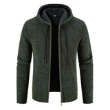Herren Kapuzenstrickjacke in Armeegrün