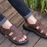 Herren Komfort Sandalen mit Klettverschluss in Braun