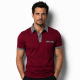 Herren-Kurzarm-Poloshirt mit gemustertem Besatz in Rot