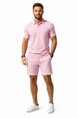 Herren Kurzarmblazer- und Shorts-Set in Rosa