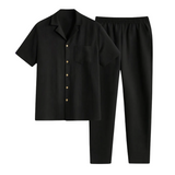 Herren Kurzarmhemd und Hose Set in Schwarz