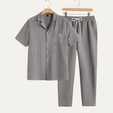 Herren Kurzarmhemd und Hose Set in Grau