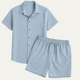 Herren Kurzarmhemd und Shorts Set in Hellblau