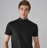 Herren Kurzarmshirt mit hohem Kragen in Schwarz