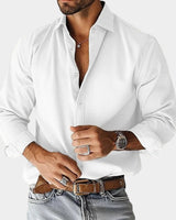 Sebastian | Herren Langarm-Freizeithemd Slim-Fit Knopfleiste in Weiß