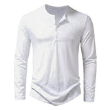 Herren-Langarmshirt mit Henley-Ausschnitt und Knopfleiste in Weiß