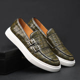 Herren Loafer Flechtoptik Slip-On in Grün