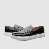 Herren Loafer Flechtoptik Slip-On in Schwarz