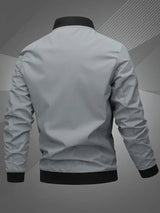 Tobias | Herren Mens Bomber Jacket Lässige Polyester Blouson-Jacke Reißverschluss in Space Grau