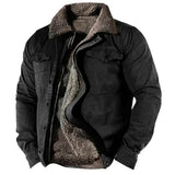 Niklas | Herren Mens Cardigan Fleece-Gefütterter Western Hemdjacke in Schwarz