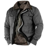 Niklas | Herren Mens Cardigan Fleece-Gefütterter Western Hemdjacke in Dunkelgrau