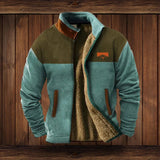 Maximilian | Herren Mens Cardigan Fleece Reißverschluss Western Azteken Strickjacke in Blau