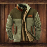 Maximilian | Herren Mens Cardigan Fleece Reißverschluss Western Azteken Strickjacke in Grün