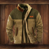 Maximilian | Herren Mens Cardigan Fleece Reißverschluss Western Azteken Strickjacke in Braun