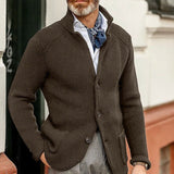 Tobias | Herren Mens Cardigan Strickjacke mit Knopfleiste Waffelstrick in Kaffee