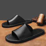 Herren Offene Zehen Slide-Sandalen mit Einteiligem Riemen in Schwarz