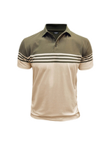 Herren Poloshirt mit kurzen Ärmeln und Querstreifen in Grün