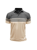 Herren Poloshirt mit kurzen Ärmeln und Querstreifen in Grau