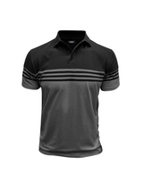 Herren Poloshirt mit kurzen Ärmeln und Querstreifen in Dunkelgrau