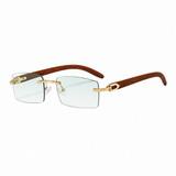 Herren Randlose Rechtecksonnenbrille in Grün