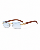 Herren Randlose Rechtecksonnenbrille in Blau
