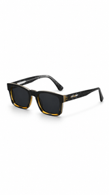 Herren Rechteckige randlose Sonnenbrille mit geraden Bügeln in Schwarz Bernstein