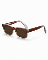 Herren Rechteckige randlose Sonnenbrille mit geraden Bügeln in Transparente Braune