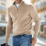 Matthias | Herren Reißverschluss am Kragen Langarm Strickpullover Casual Fit in Braun