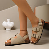 Herren Sandalen mit drei Riemen und Schnallen in Khaki