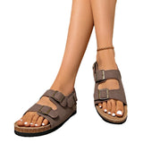Herren Sandalen mit drei Riemen und Schnallen in Braun