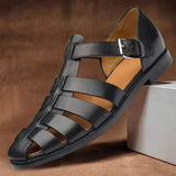 Herren Sandalen Sommer mit Geschlossener Zehenpartie in Schwarz