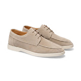 Herren-Schnürschuhe mit Mokassin-Naht und flacher Sohle in Beige