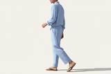 Herren Set mit Langarmhemd und Hose mit Kordelzug in Hellblau