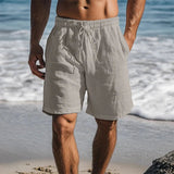 Herren Shorts mit elastischem Bund und Kordelzug in Lichtgrau