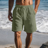 Herren Shorts mit elastischem Bund und Kordelzug in Olivgrün