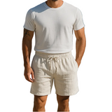 Herren Shorts mit elastischem Bund und Kordelzug in Beige