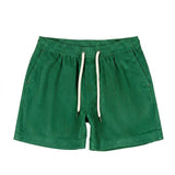 Herren Shorts mit elastischem Bund und Kordelzug und Rippenstruktur in Grün