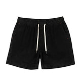 Herren Shorts mit elastischem Bund und Kordelzug und Rippenstruktur in Schwarz