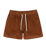 Herren Shorts mit elastischem Bund und Kordelzug und Rippenstruktur in Braun