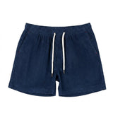Herren Shorts mit elastischem Bund und Kordelzug und Rippenstruktur in Marineblau